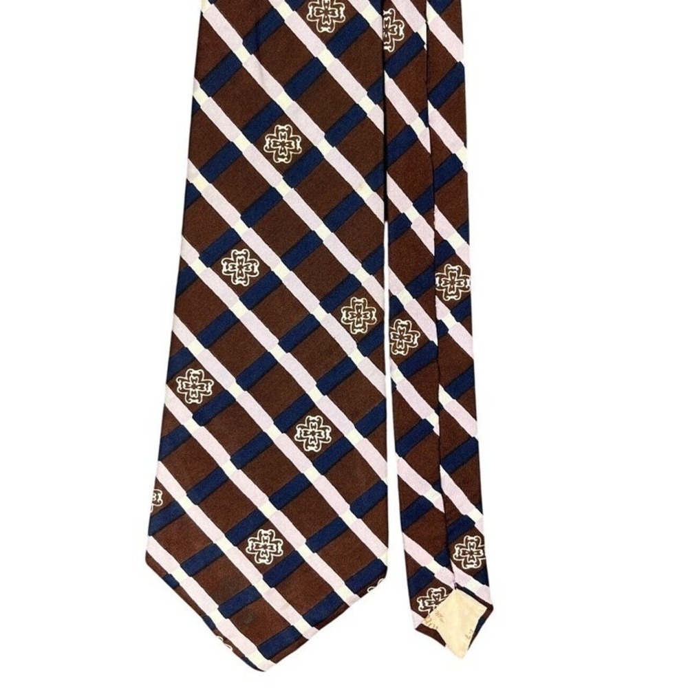 Barton Roma Paris‎ Silk Tie Mens Vintage Plaid Old Money Preppy Retro Luxury